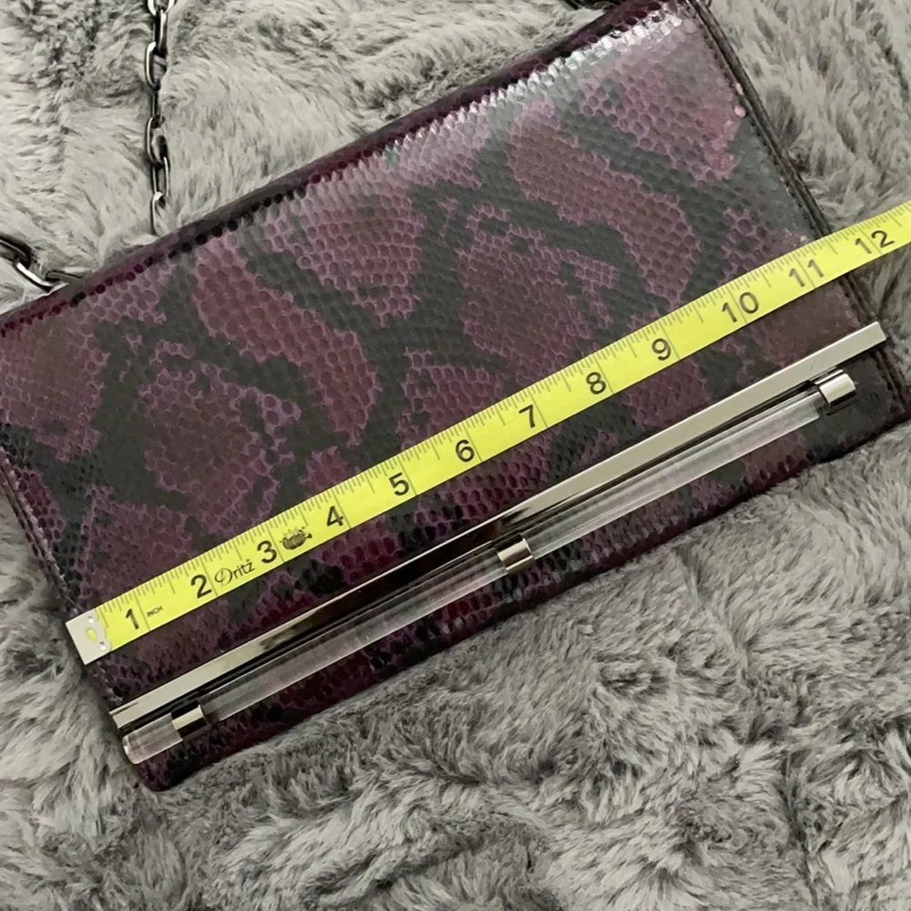WHBM Amethyst & Black Snakeskin Clutch with Chain - Picture 7 of 9